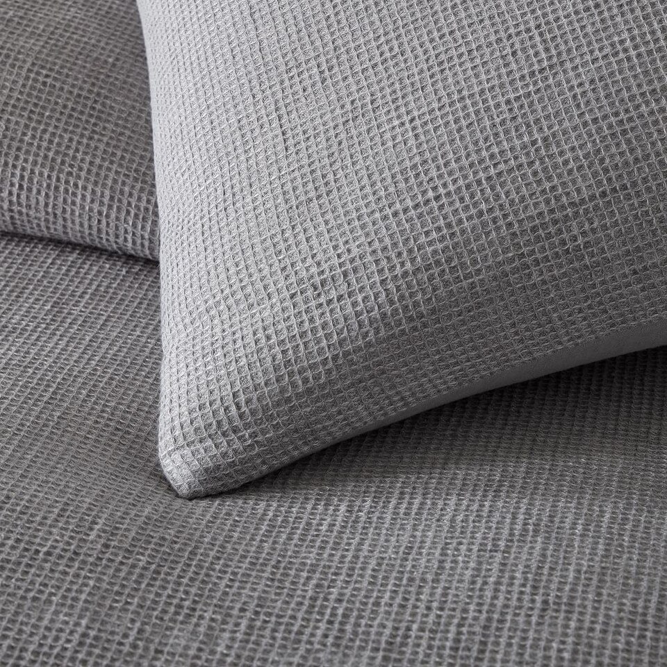 European Flax Linen Mini Waffle Quilt Cover & Pillowcases West Elm UK